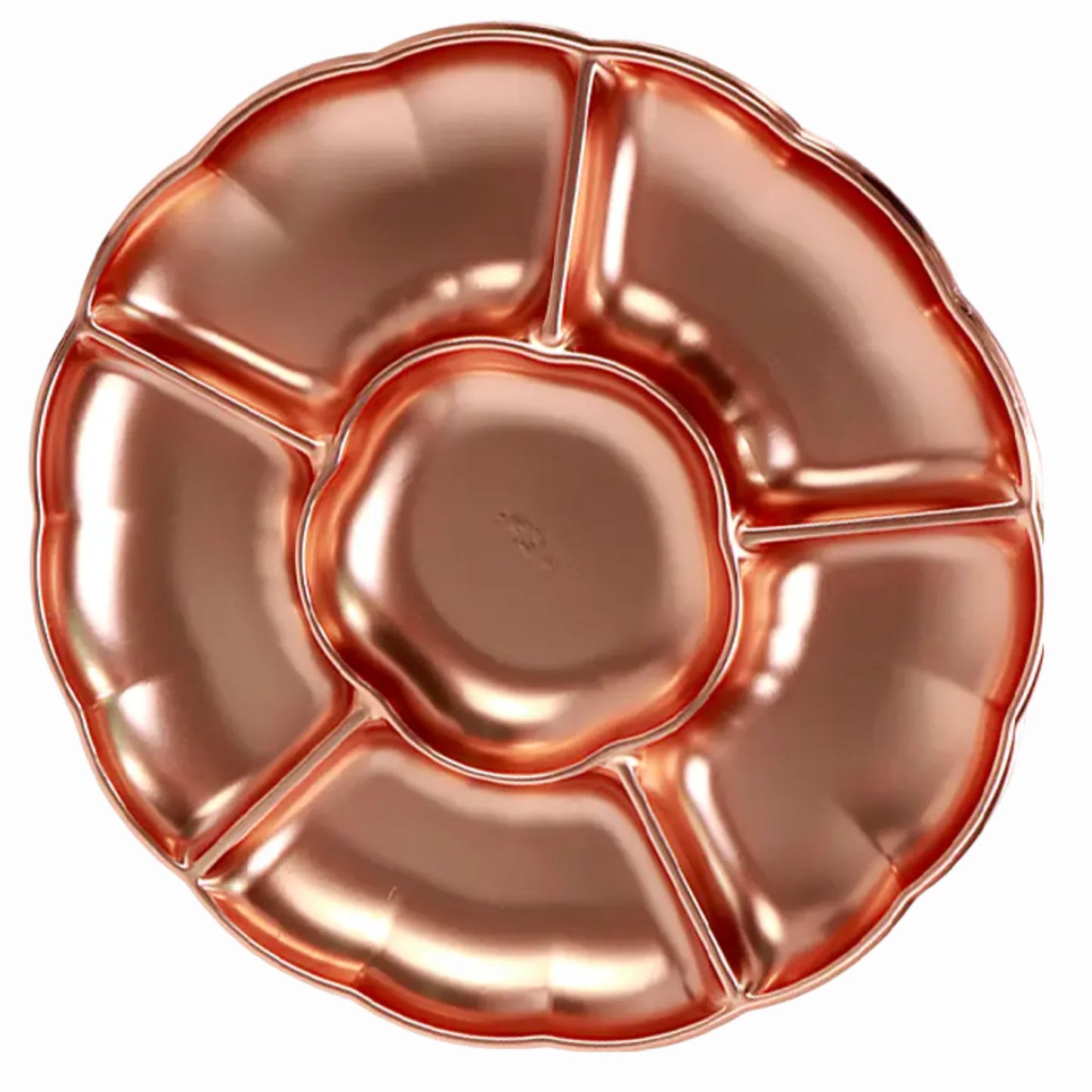 Set 3 Bandejas Redondas Metalizadas estilo flor - 30cm - Dorada, Plateado, Rosa Oro