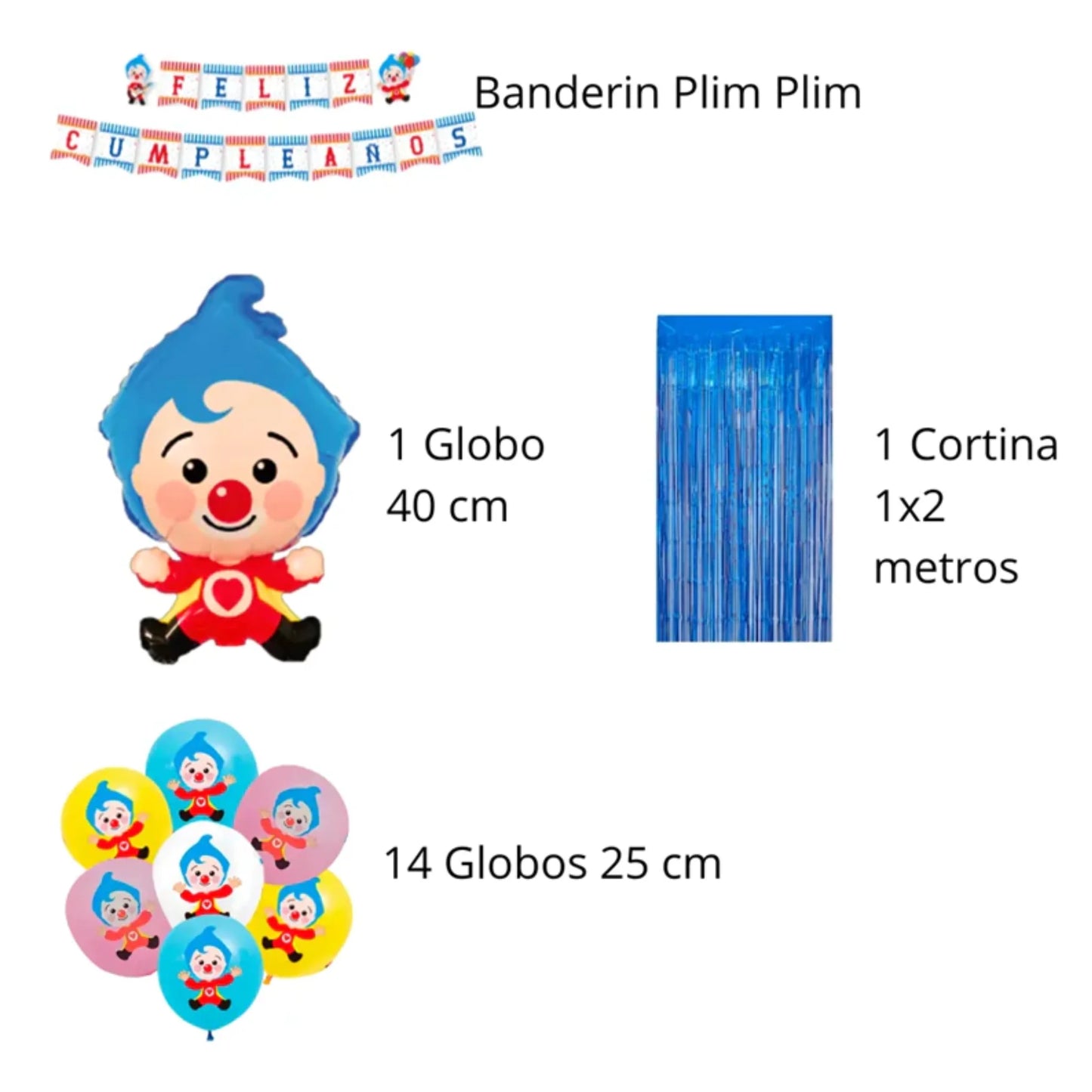 Pack de Decoración de Cumpleaños Plim Plim - Set de 17 Piezas