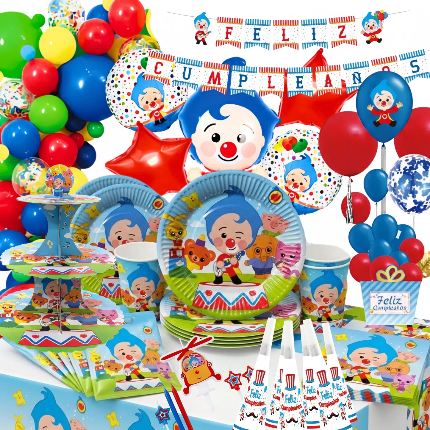 Mega Pack Celebración Premium Plim Plim 20 Invitados - 296 Piezas Decoración Total