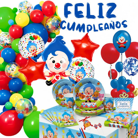Megapack de Cumpleaños Plim Plim - 126 Piezas (Para 10 Invitados)