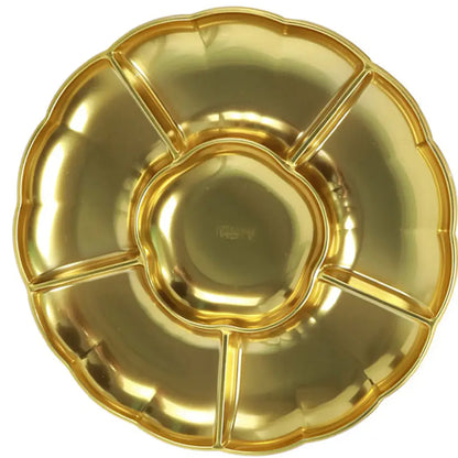 Set 3 Bandejas Redondas Metalizadas estilo flor - 30cm - Dorada, Plateado, Rosa Oro
