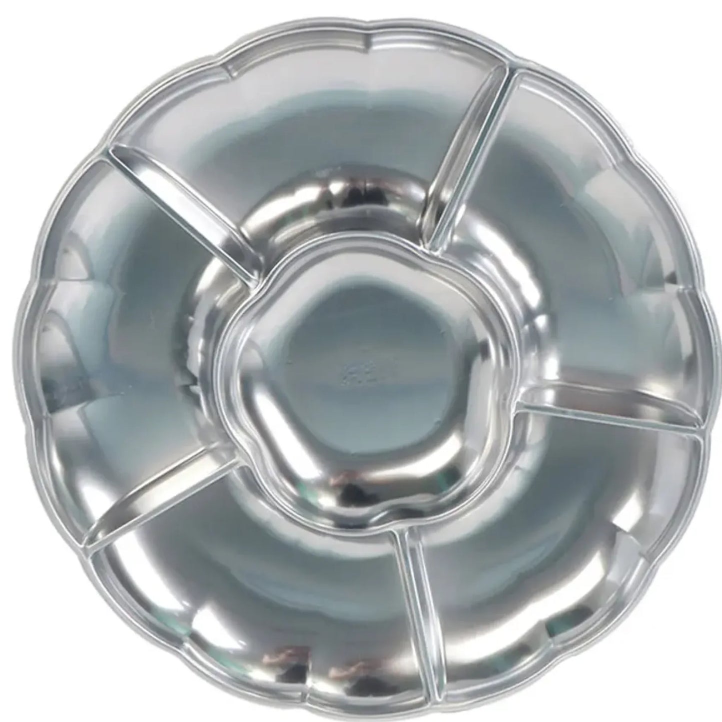 Set 3 Bandejas Redondas Metalizadas estilo flor - 30cm - Dorada, Plateado, Rosa Oro