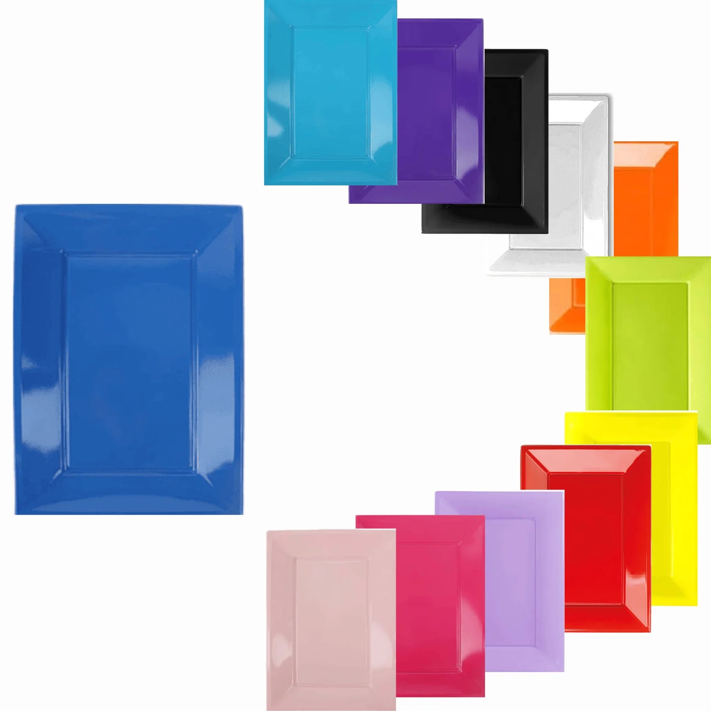 Pack 3 Bandejas Rectangulares 33x23cm - Colores Mate para Candy Bar