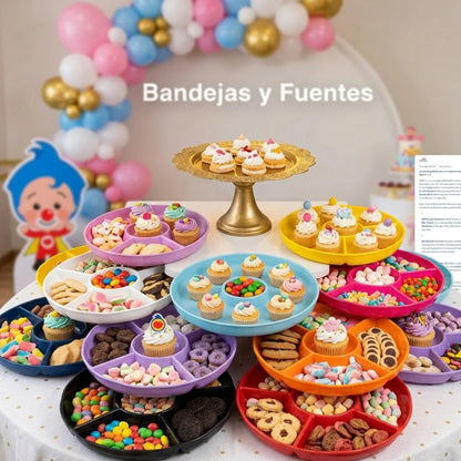 Set de 3 Bandejas Redondas estilo flor 30 cm - Acabado Mate para Candy Bar