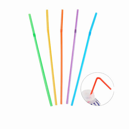 Bombillas Flexibles de Plástico Negras, Transparentes y Colores Surtidos - 100 Piezas - 21 cm