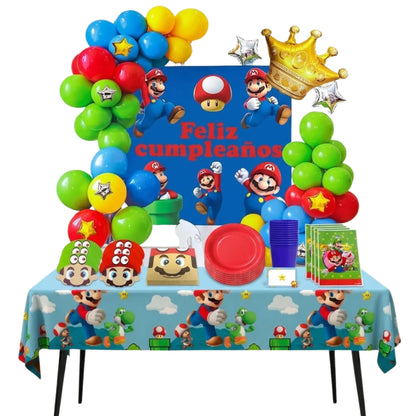 Kit de Cumpleaños Mario Bros 111 Piezas | Decoración Completa para 10 Niños