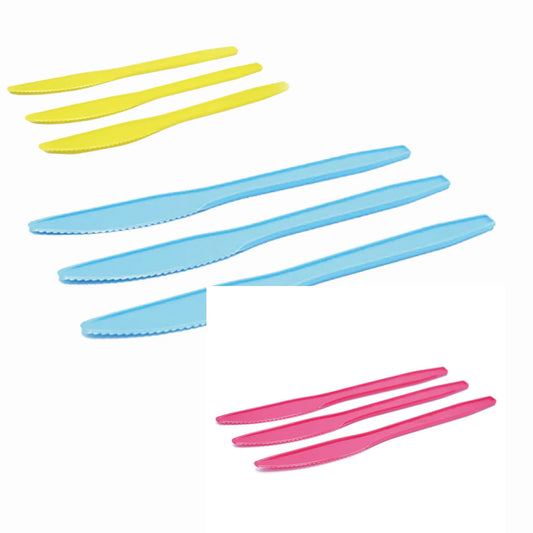 Cuchillos Plásticos de Colores Vibrantes - Packs de 12