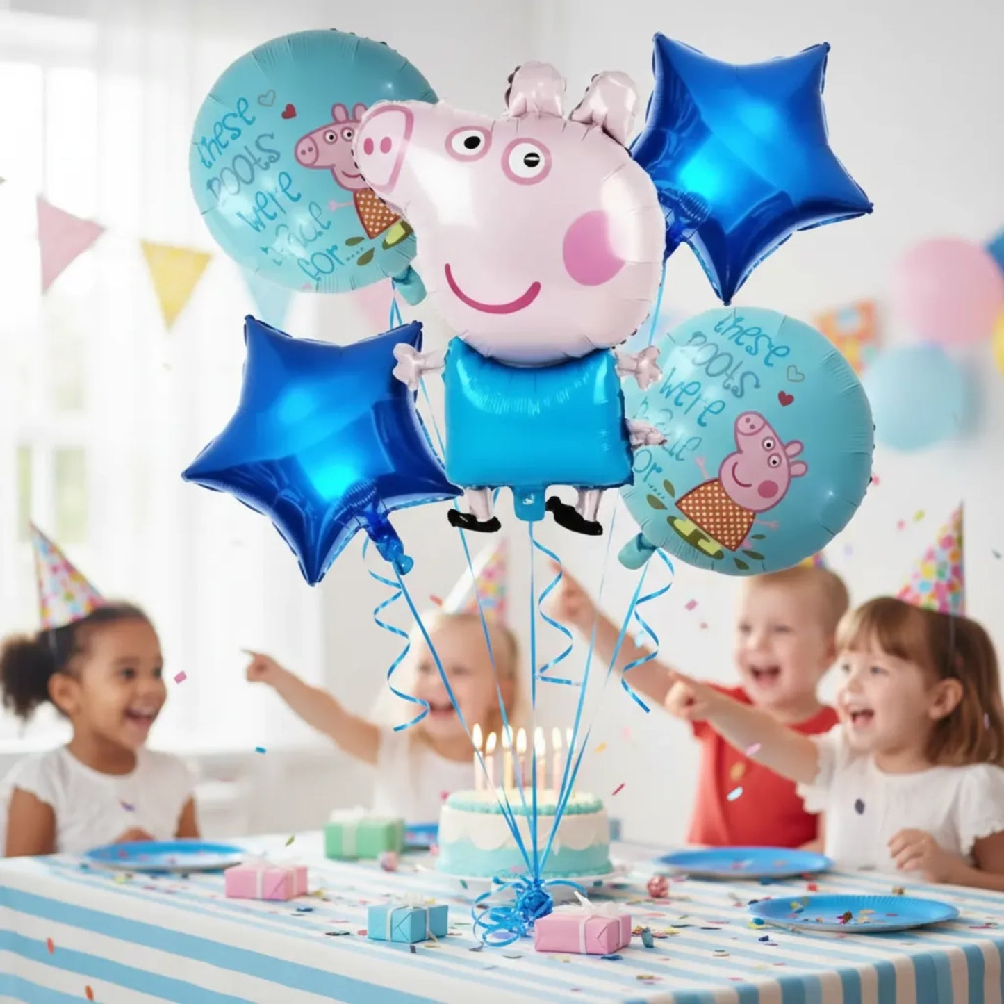Set de 5 Globos Metálicos Peppa & George Pig