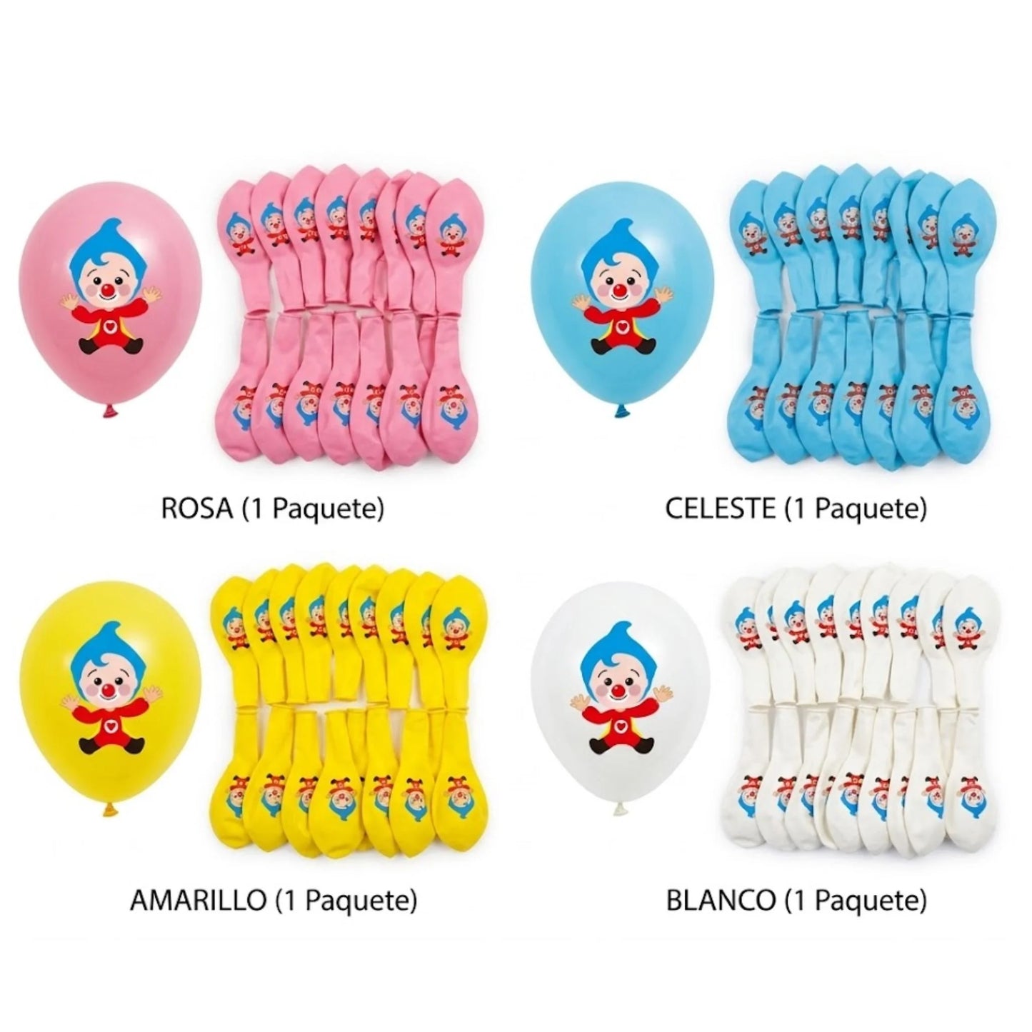Globos de Látex Plim Plim R12 - Pack 25 Unidades (Color a Elección)