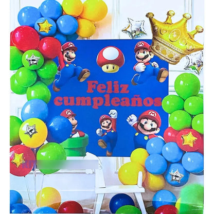 Kit de Cumpleaños Mario Bros 111 Piezas | Decoración Completa para 10 Niños