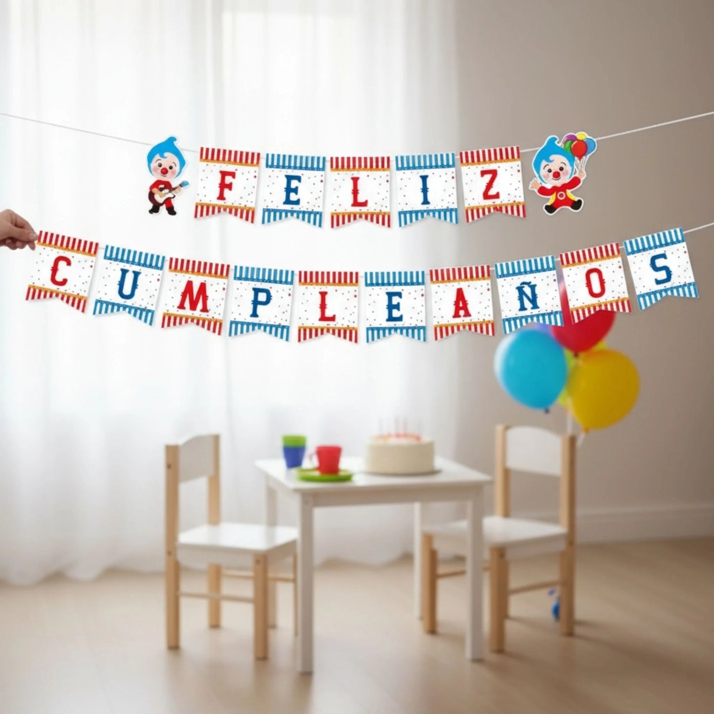 Guirnalda de Feliz Cumpleaños Plim Plim - 17 Piezas (3.5 Metros)