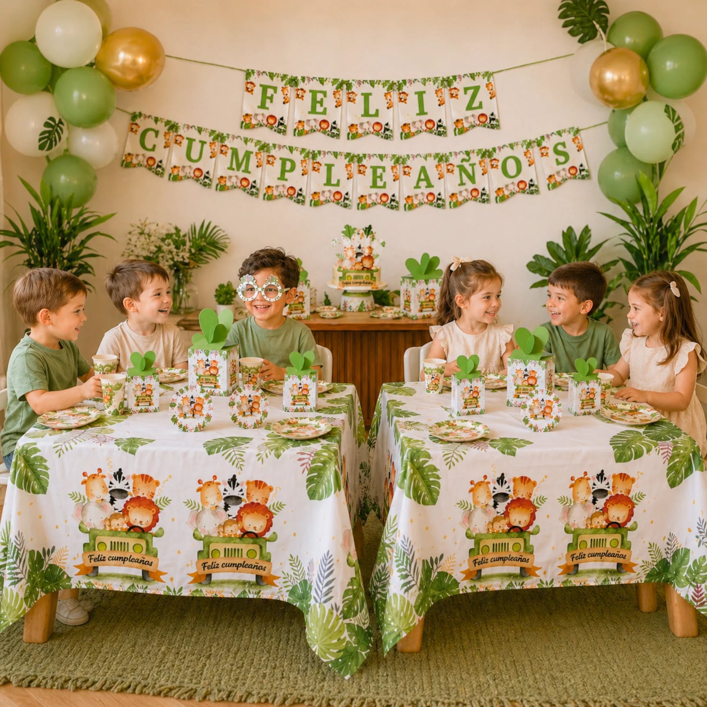 Kit de Cumpleaños Safari PRO 109 Piezas | Decoración Completa para 20 Niños