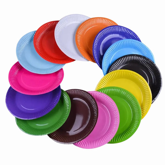 Set de Platos de Cartón de Colores - 18cm - Varios Packs