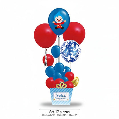 Set de Decoración de Globos Plim Plim - 17 Piezas Azul