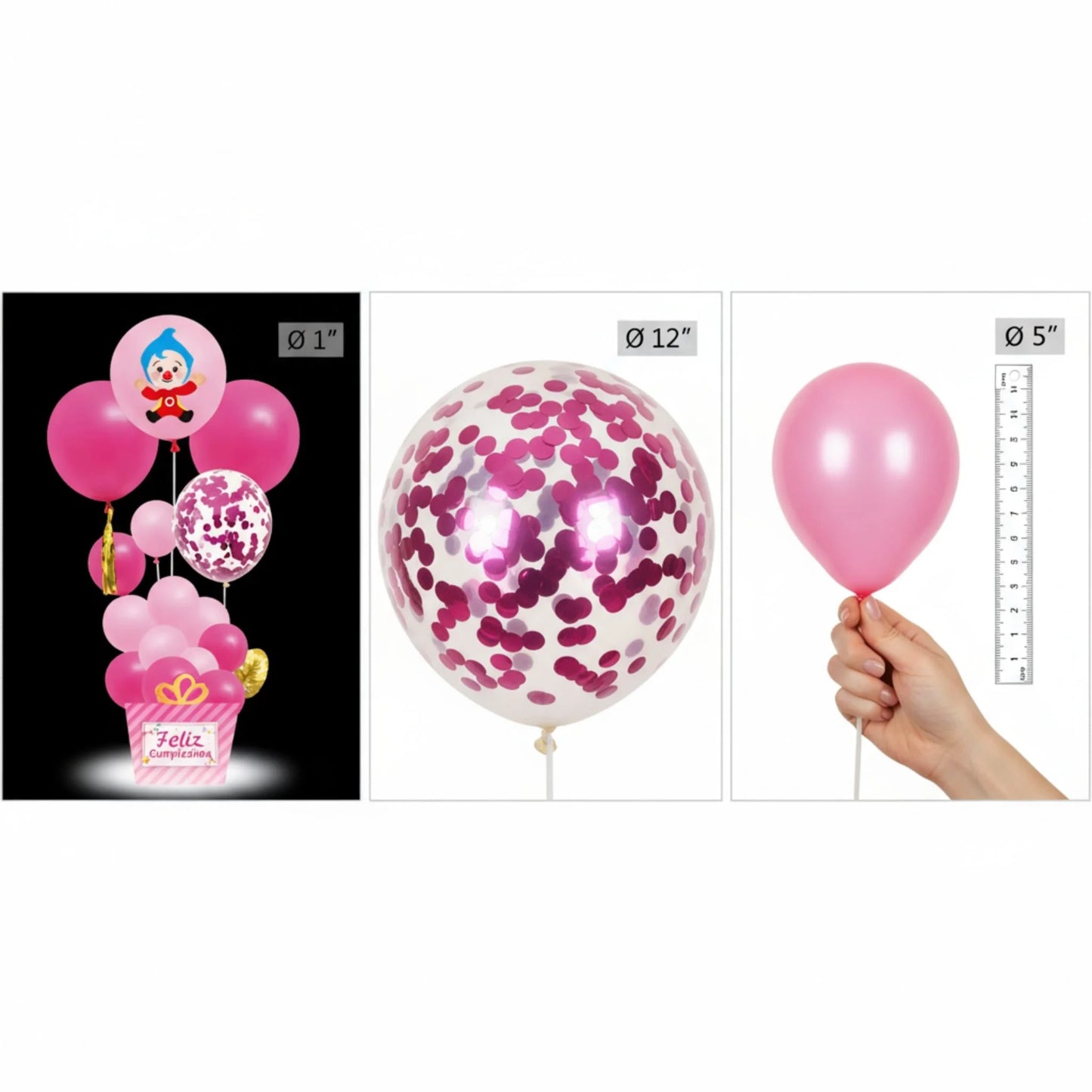 Set de Decoración de Globos Plim Plim - 17 Piezas Rosa