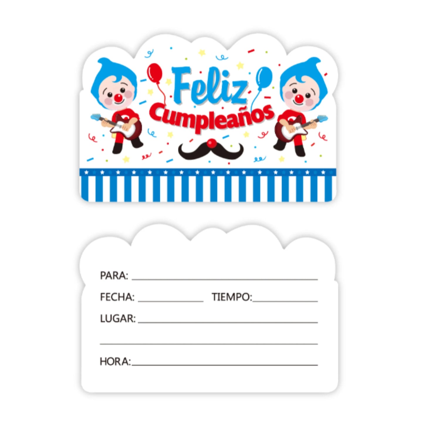 Set de 8 Tarjetas de Invitación Plim Plim - 13,7 x 8,9 cm