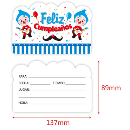 Set de 8 Tarjetas de Invitación Plim Plim - 13,7 x 8,9 cm