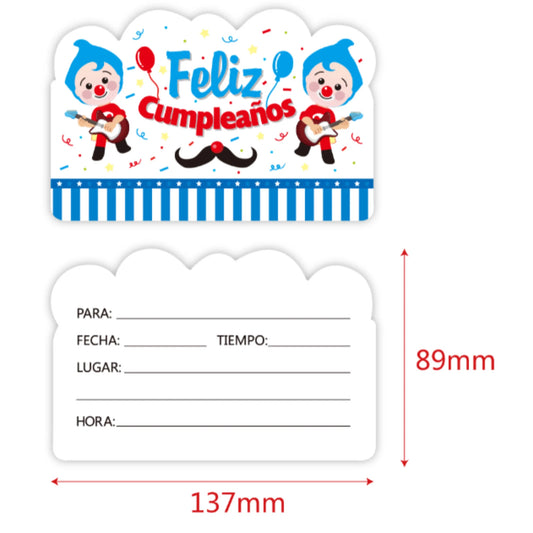 Set de 8 Tarjetas de Invitación Plim Plim - 13,7 x 8,9 cm