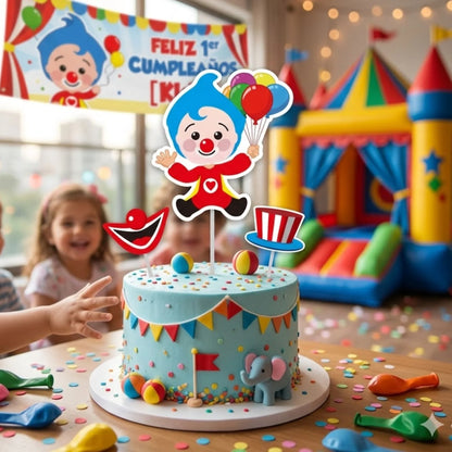 Set Topper para Torta Plim Plim con Globos - 3 Piezas