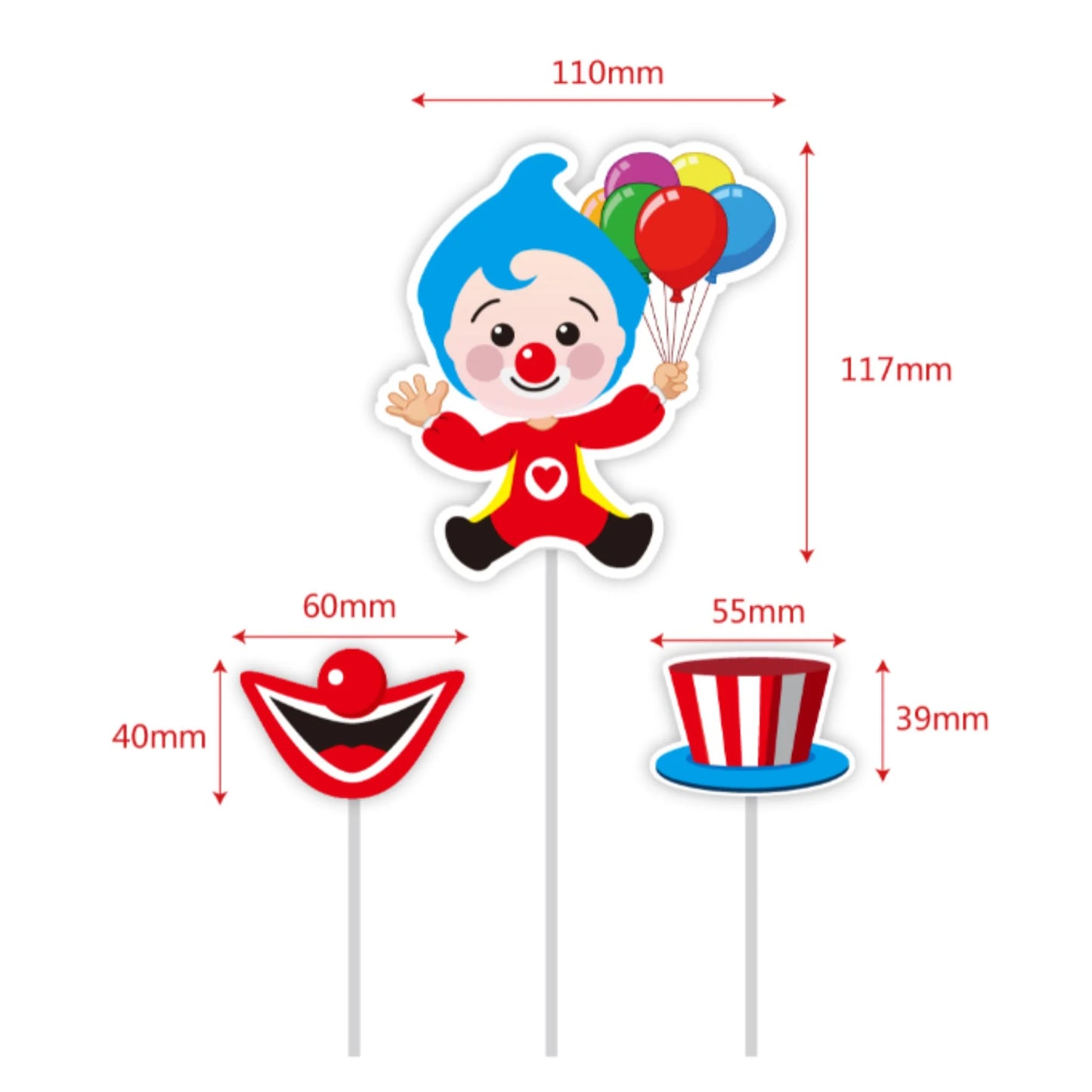Set Topper para Torta Plim Plim con Globos - 3 Piezas