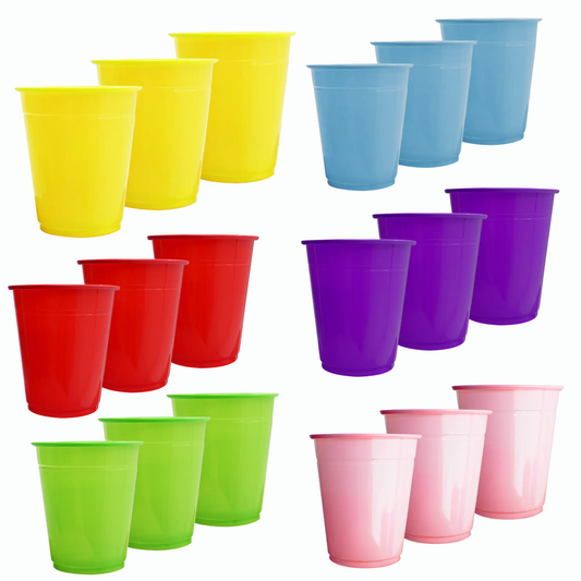 Set de Vasos Plásticos Reutilizables - Colores y Tamaños Variados