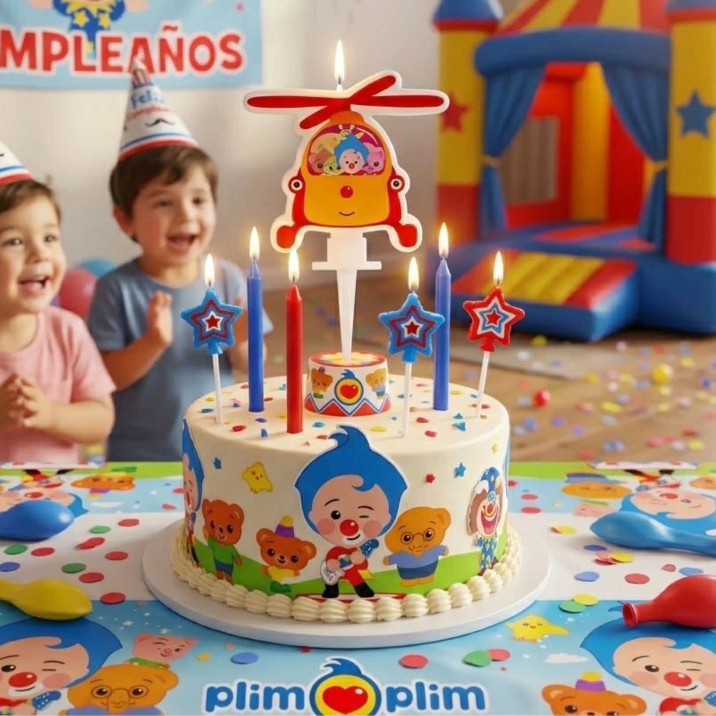 Set de Velas Plim Plim Helicóptero y Amigos - 7 Piezas