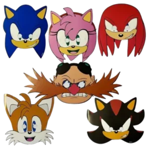 Mascaras de cartón Sonic, 6 piezas