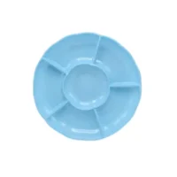 Bandeja plástica flor celeste, 3 piezas