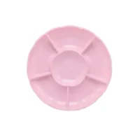 Bandeja plástica redonda, tipo flor rosada, 3 piezas