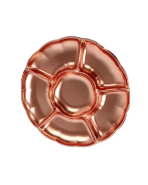 Bandeja plástica flor rosa oro, 3 piezas