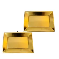 Bandeja plástica rectangular dorada, 3 piezas