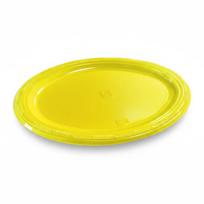 Bandeja plástica ovalada amarilla, 5 piezas
