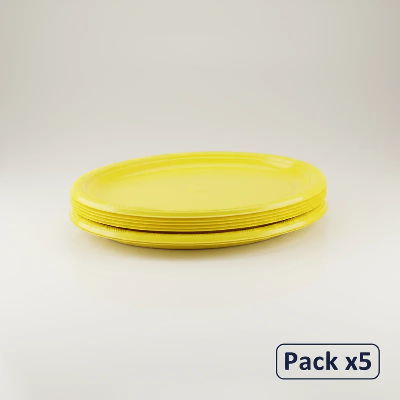 Bandeja plástica ovalada amarilla, 5 piezas - Imagen 2
