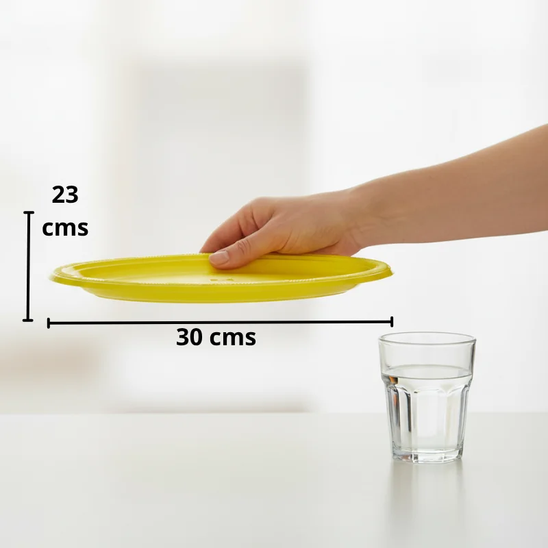 Bandeja plástica ovalada amarilla, 5 piezas - Imagen 3