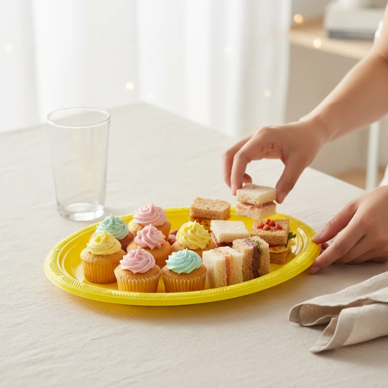 Bandeja plástica ovalada amarilla, 5 piezas - Imagen 5