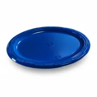 Bandeja plástica ovalada azul, 5 piezas, 30 cms