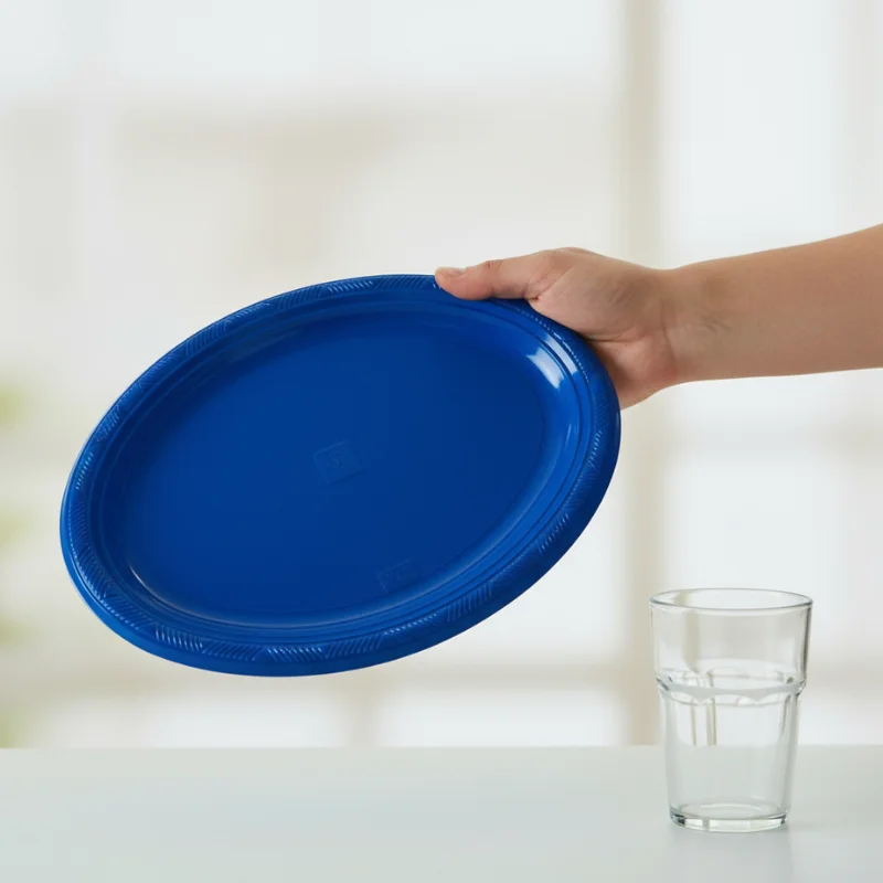 Bandeja plástica ovalada azul, 5 piezas, 30 cms - Imagen 4