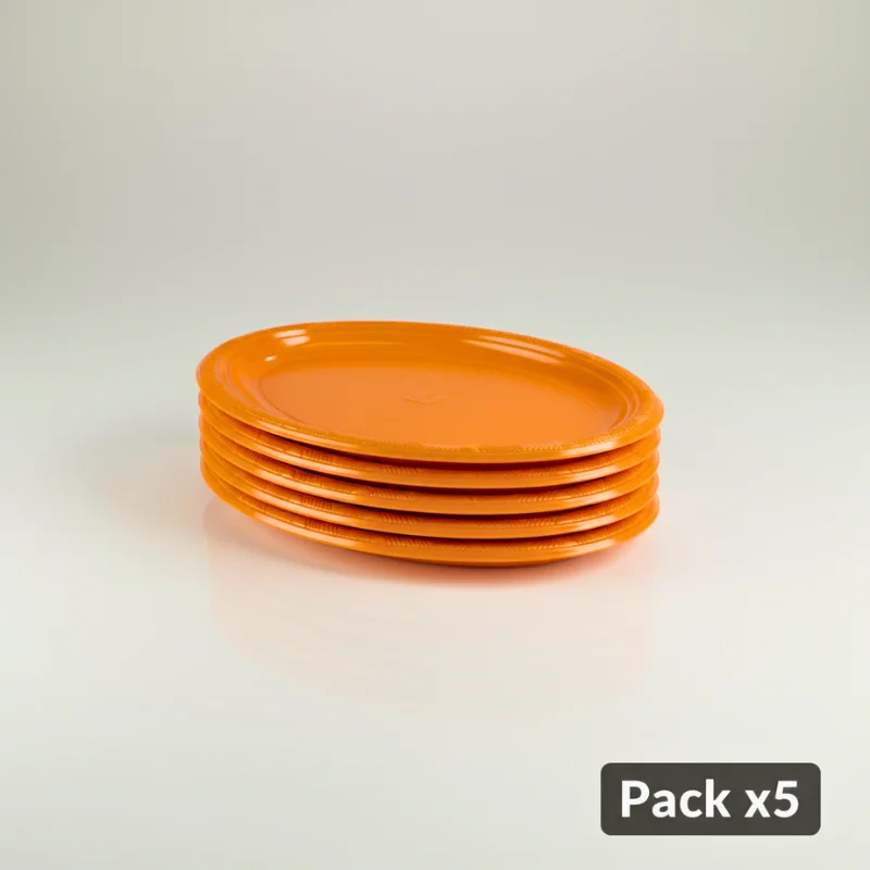 Bandeja plástica ovalada naranja, 5 piezas - Imagen 2