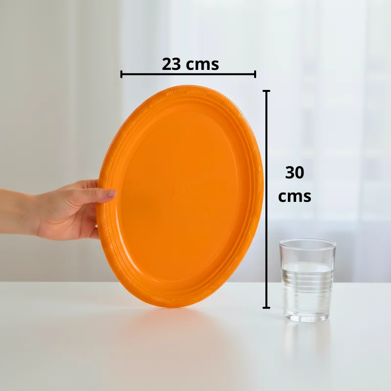 Bandeja plástica ovalada naranja, 5 piezas - Imagen 3