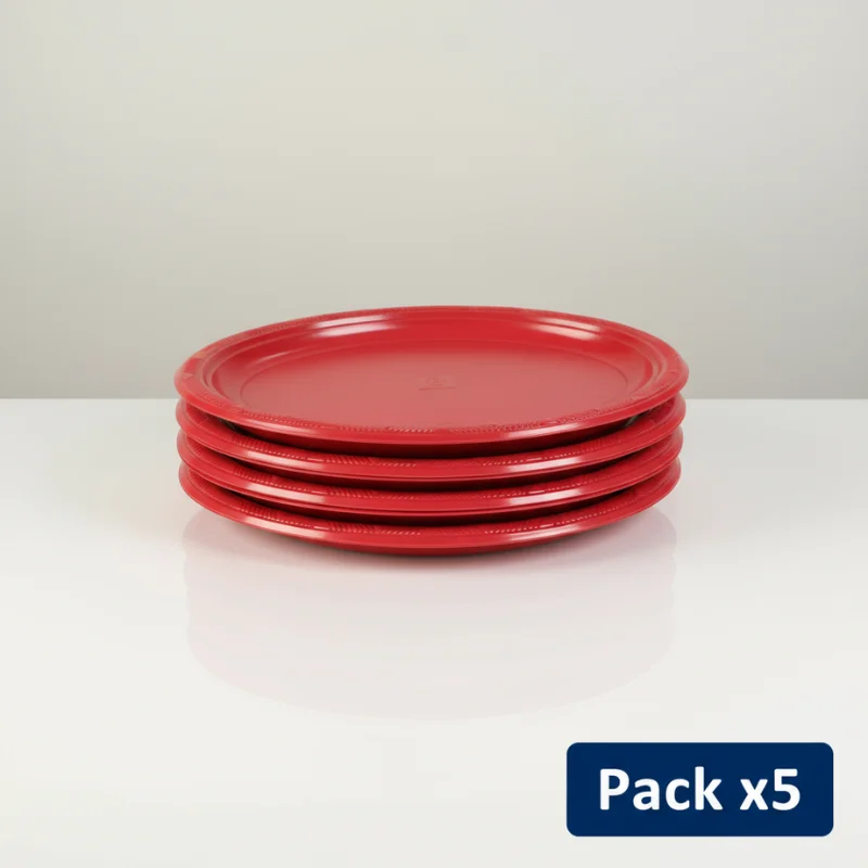 Bandeja plástica ovalada rojo, 5 piezas - Imagen 2