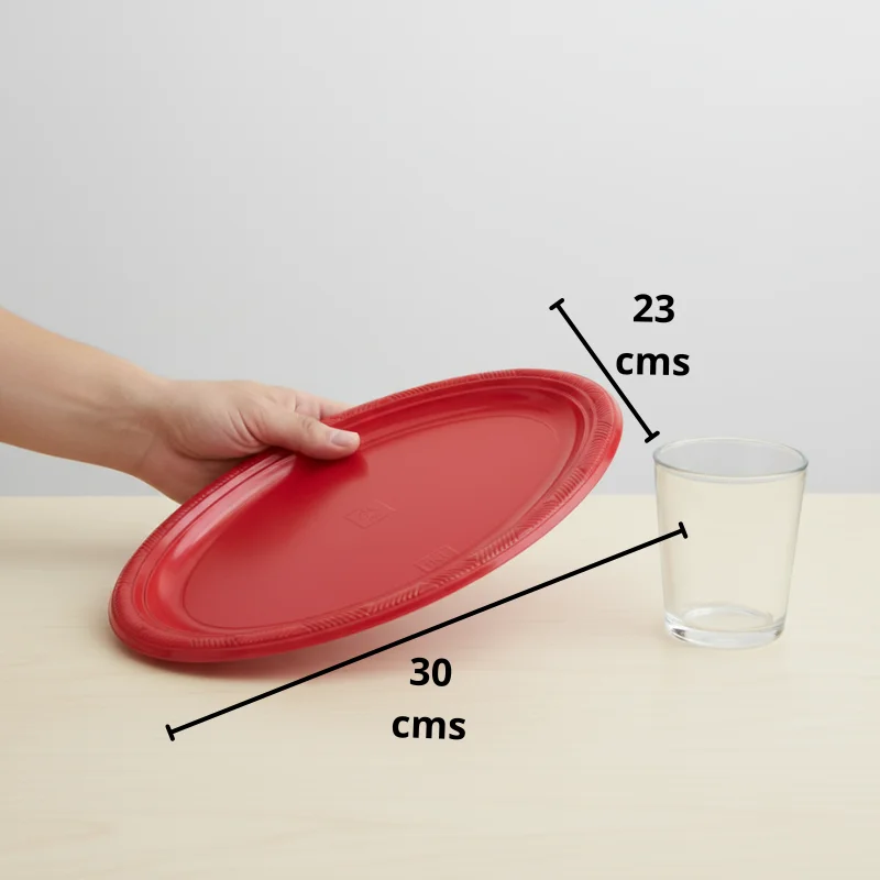Bandeja plástica ovalada rojo, 5 piezas - Imagen 3