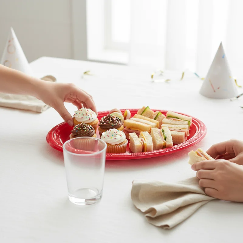 Bandeja plástica ovalada rojo, 5 piezas - Imagen 4