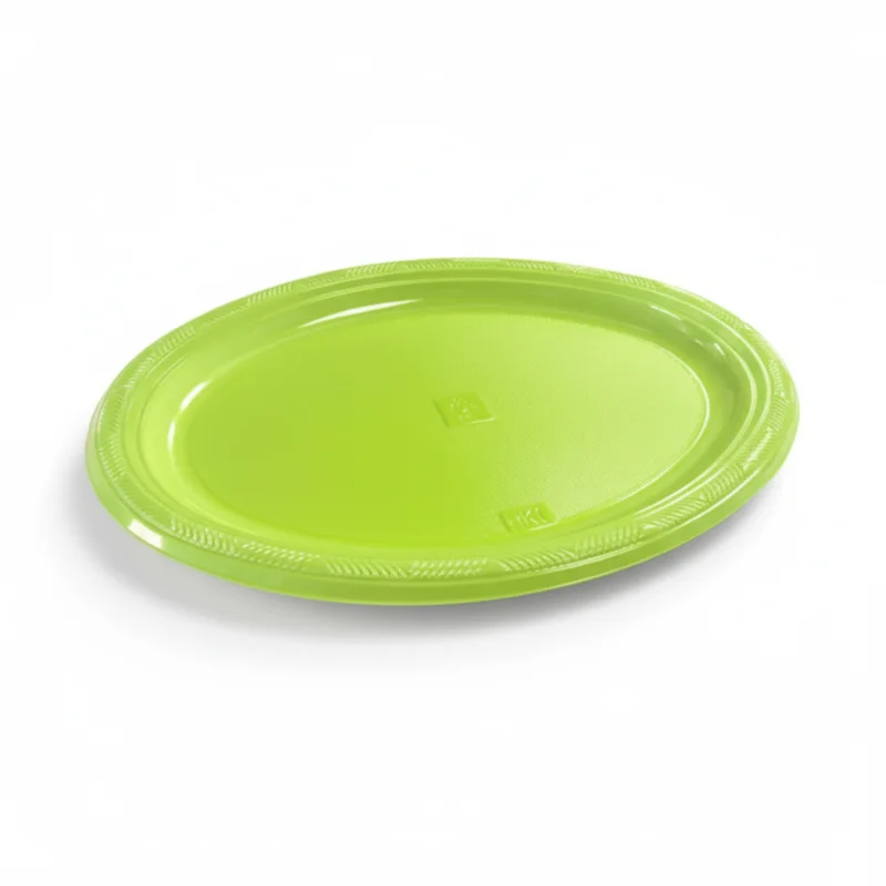 Bandeja plástica ovalada verde, 5 piezas, 30 cms