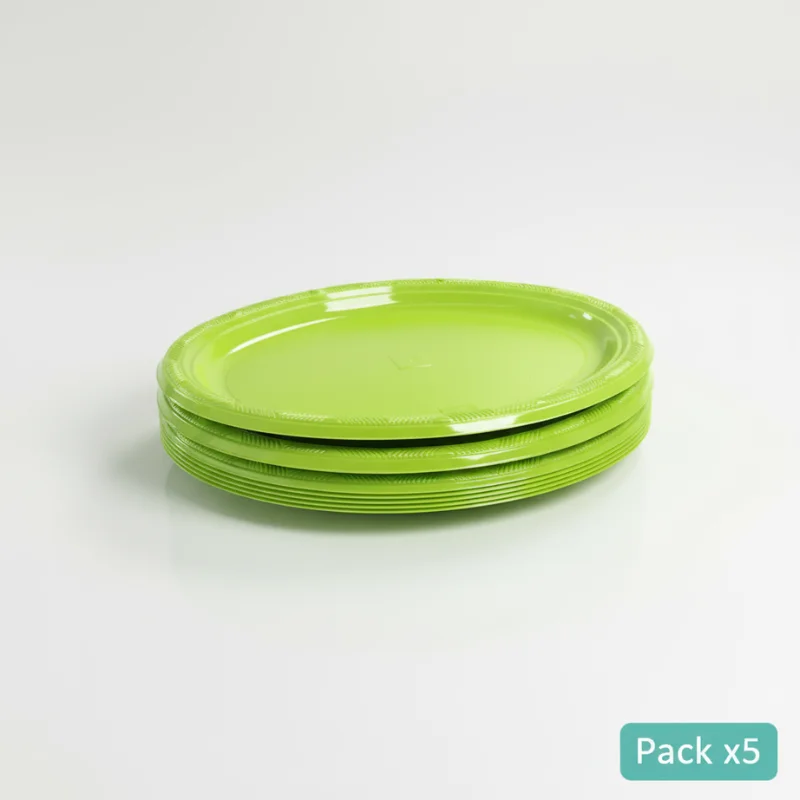 Bandeja plástica ovalada verde, 5 piezas, 30 cms - Imagen 2