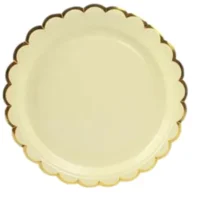Plato de Cartón Amarillo con bordes Dorados