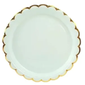 Plato de Cartón Verde con bordes Dorados