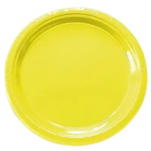Plato plástico amarillo, 10 piezas, 18 cms