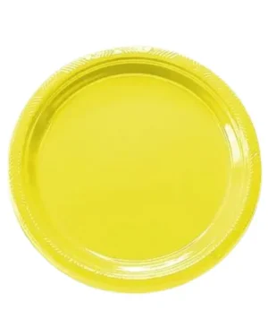 Plato plástico amarillo, 10 piezas, 18 cms