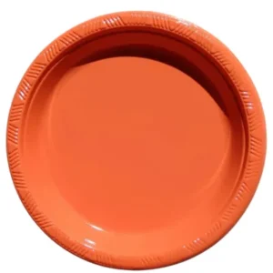 Plato plástico naranja, 10  piezas, 23 cms