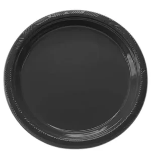 Plato plástico negro, 10  piezas, 23 cms